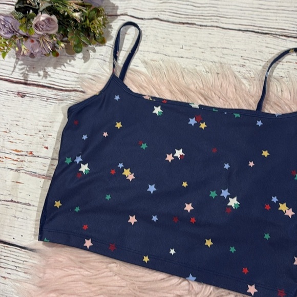Summersalt Midi Sports Bra Tank Top-Small Scatter Stars in Deep Sea - Picture 3 of 7